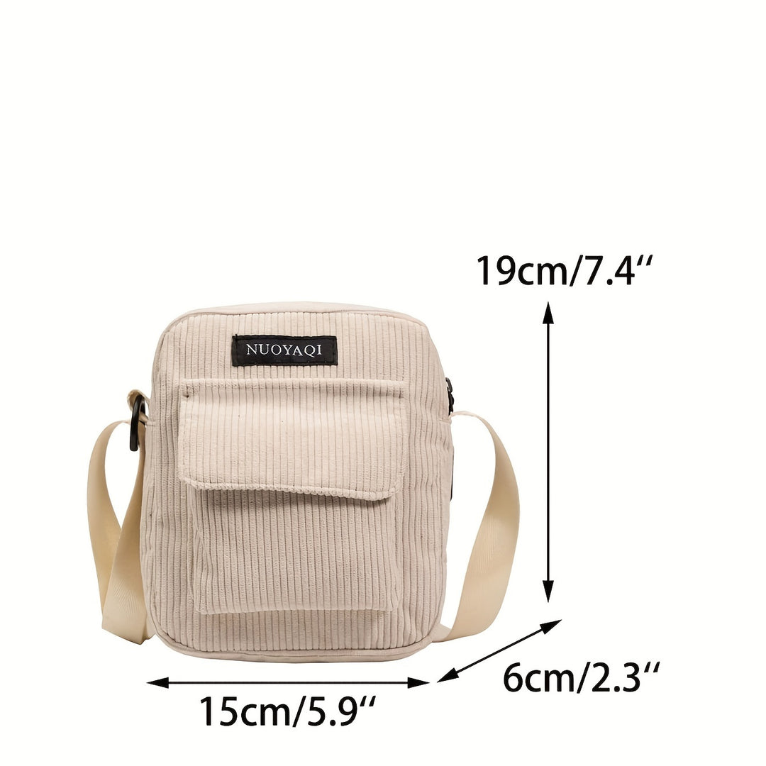 Heren Crossbody Tas | Ribfluweel | Meerdere Vakken & Verstelbare Band