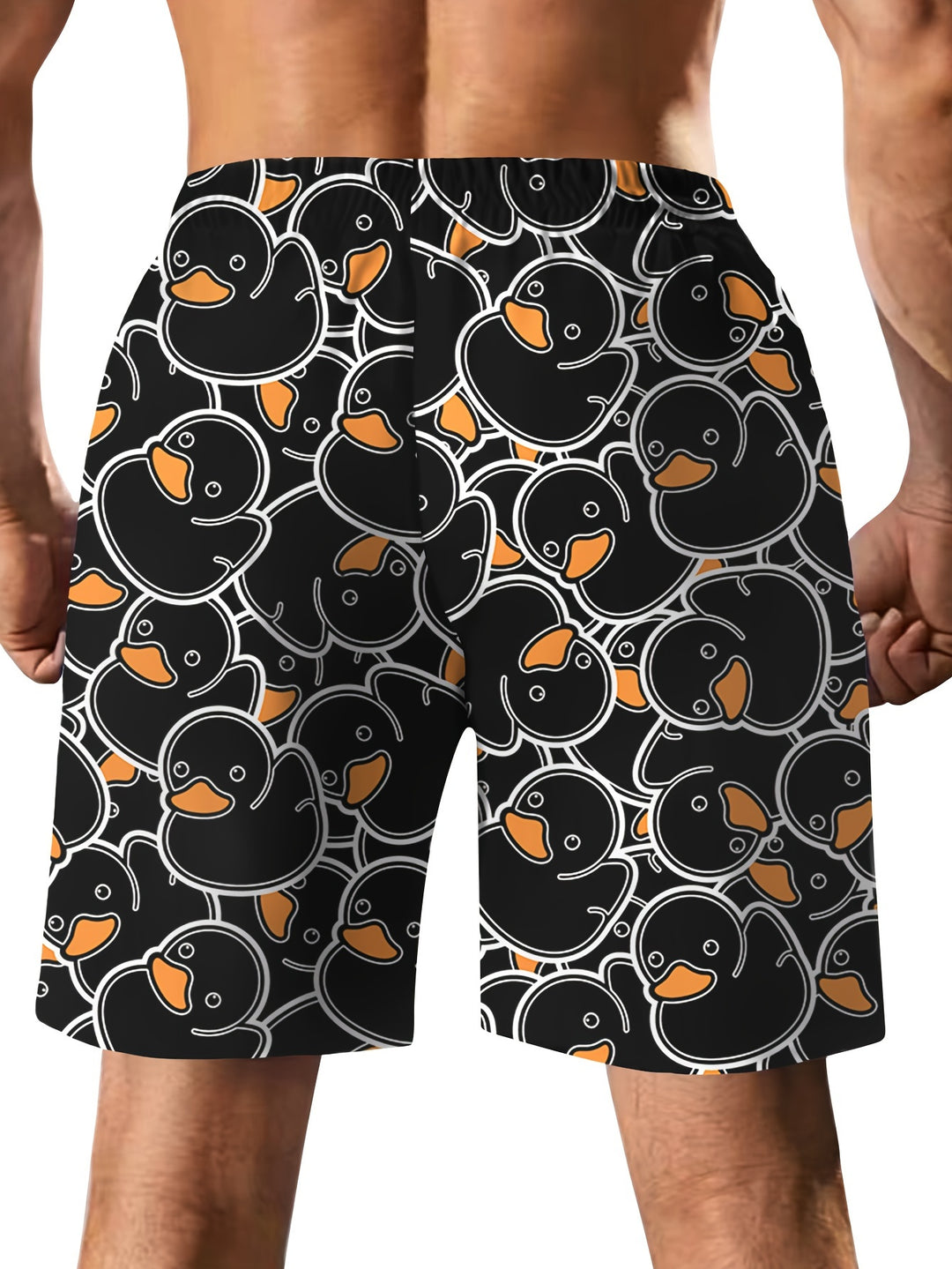 Heren Shorts | Digitale Eenden Cartoon Print | Casual & Creatief | Met Trekkoord en Zakken