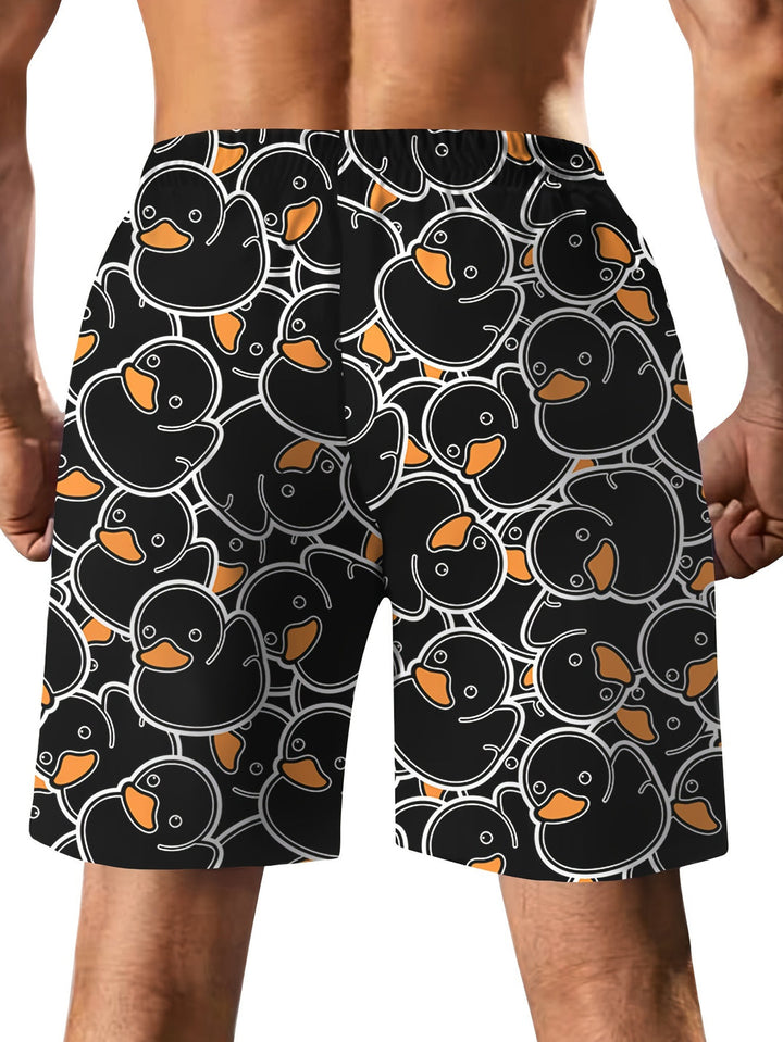 Heren Shorts | Digitale Eenden Cartoon Print | Casual & Creatief | Met Trekkoord en Zakken