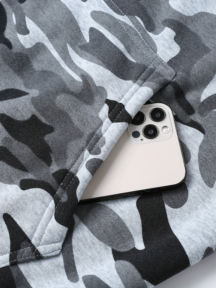 Heren Camouflage Hoodie en Sportpak | Gebreid Polyester | Lange Mouwen | Trekkoord Tailleband