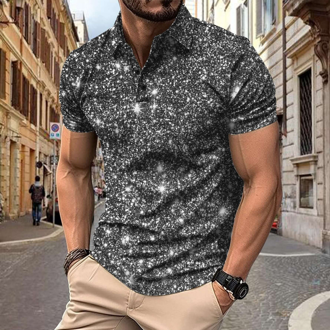 Heren Polo Shirt | Digitale Sterrenprint | Streetstyle & Zomerlook | Polyester