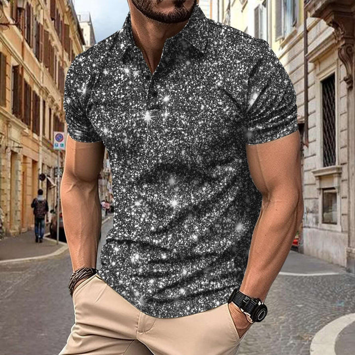 Heren Polo Shirt | Digitale Sterrenprint | Streetstyle & Zomerlook | Polyester