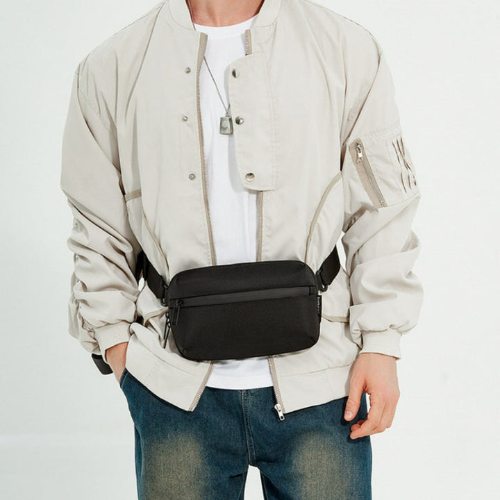 Heren Mini Crossbody Tas | Lichtgewicht Sport & Streetstyle | Telefoontasje van Oxford Stof – Zwart