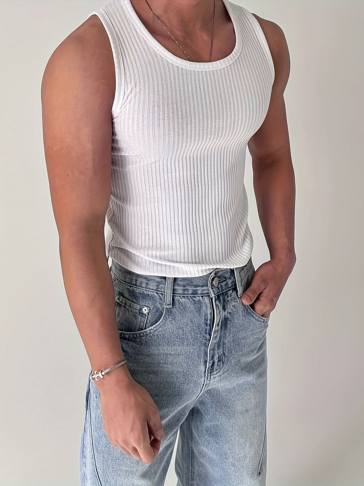 Heren Tanktop | Ribstof & Mouwloos | Ademend & Stretch | Voor Fitness & Hardlopen Zomer