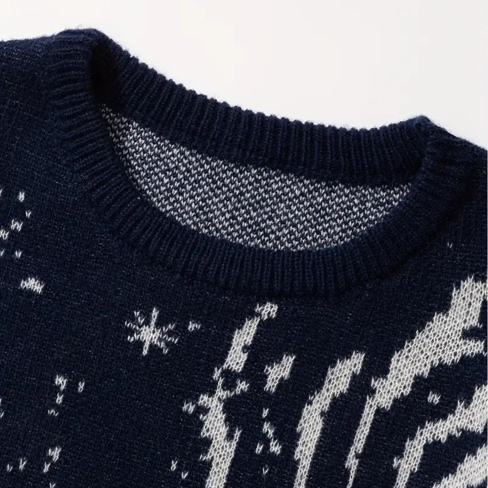 Gebreide trui met kosmische galaxy print voor heren met veelzijdige stijl en knus comfort | James