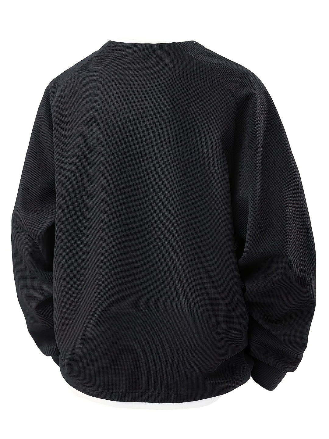 Waffle Trui Voor Heren | Casual Lange Mouw | Gevormde V-hals & Stretchy Stof