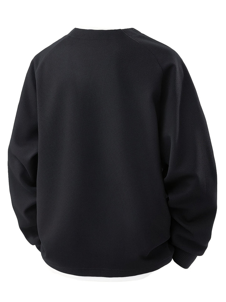 Waffle Trui Voor Heren | Casual Lange Mouw | Gevormde V-hals & Stretchy Stof