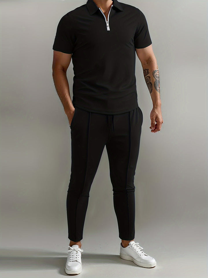 Heren Set | Slim-Fit Shirt & Joggingbroek | Ademend & Lichtgewicht | Polyester Zomerset
