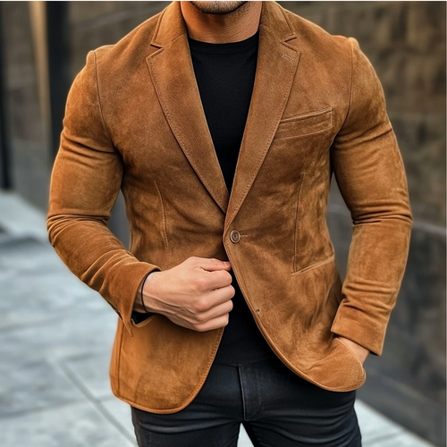 Luxe suède blazer voor heren met tijdloze verfijning en moderne elegantie | Sef
