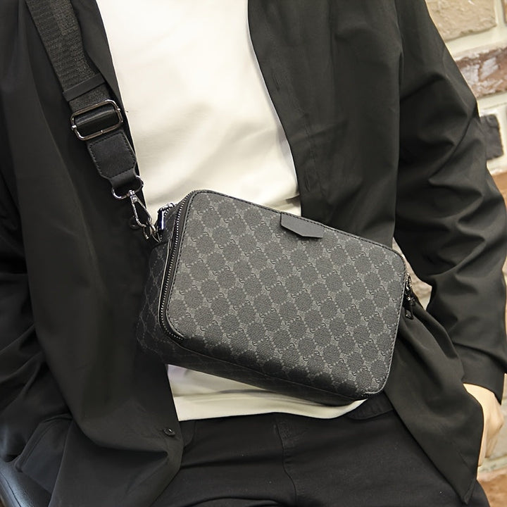 Heren Crossbody Tas | Street Style | Gecheckt Design | Verstelbare Riem | Meerdere Vakken | PU