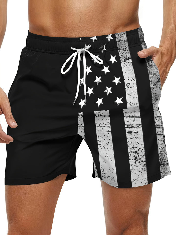 Heren Strandshort | Vlagpatroon | Elastische Taille Met Trekkoord | Comfortabel Zomerdesign