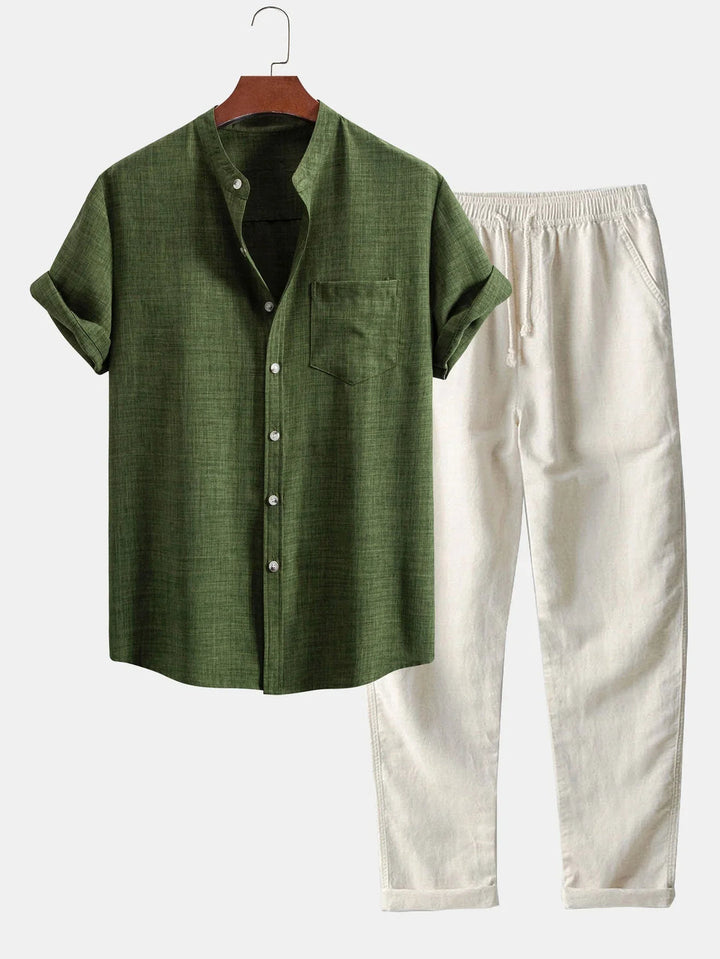 Heren Set | Korte Mouw Overhemd & Rechte Broek | Ademend & Casual | Lichtgewicht