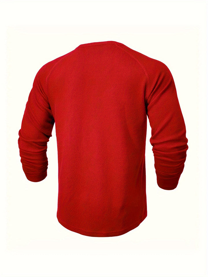 Mannen Losvallend Henley Shirt | Effen Design | Ronde Hals & Halfknoop | Lange Mouwen