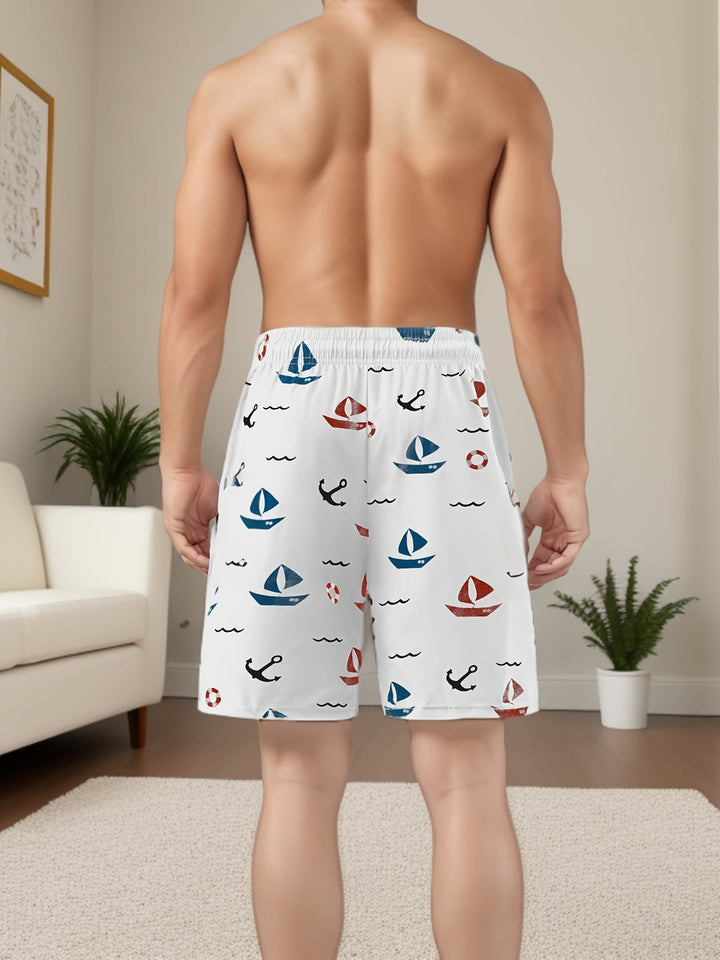 Heren Boardshort | Geometrisch Patroon | Comfort Fit | Polyester Weefsel
