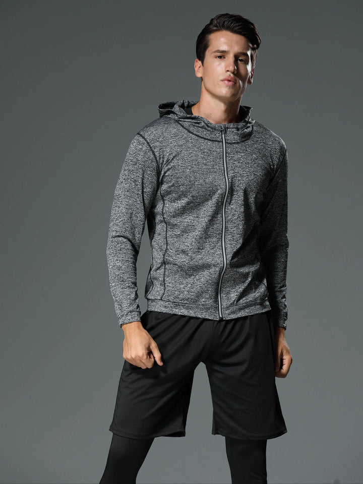Heren Full-Zip Runningjack met Capuchon | Snel Drogende & Hoge Elastische | Lange Mouwen