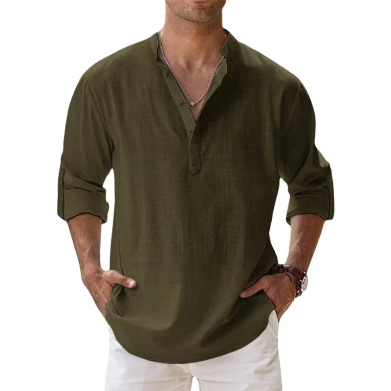 Heren Shirt | Straight | Opstaande Kraag | Zomer
