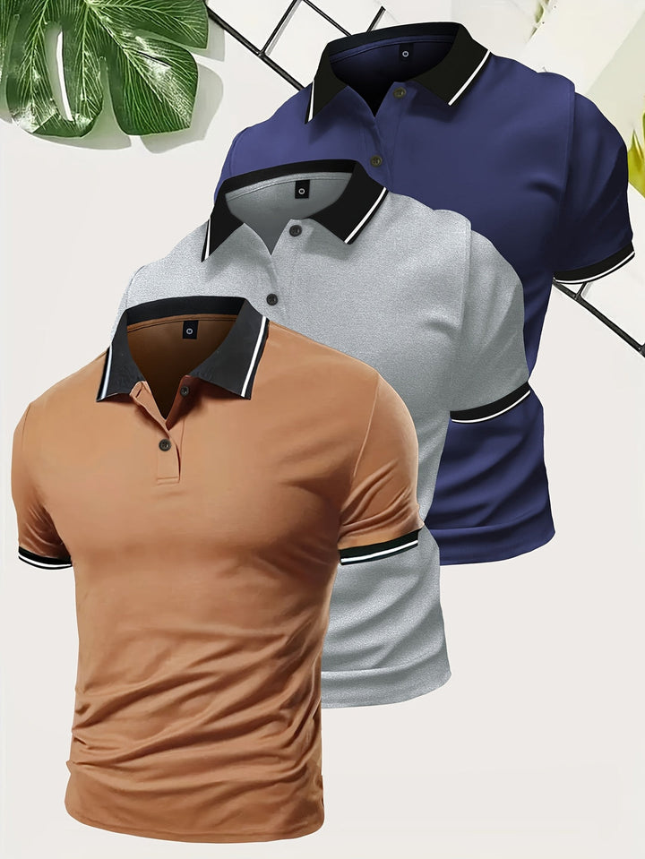 Heren 3 stuks Polo Shirt  | Casual & Effen Kleur | Lichtgewicht Polyester | Korte Mouw