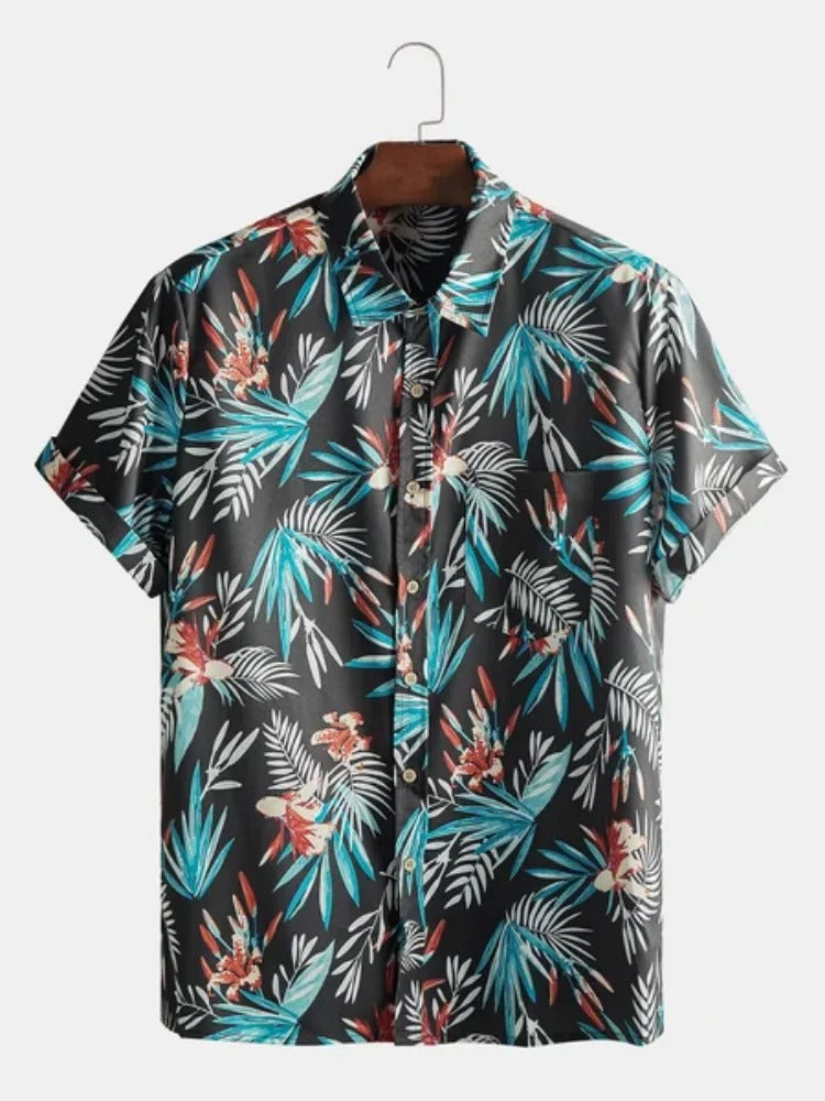 Heren Shirt | Korte Mouw | Tropische Bloemenprint | Zomer