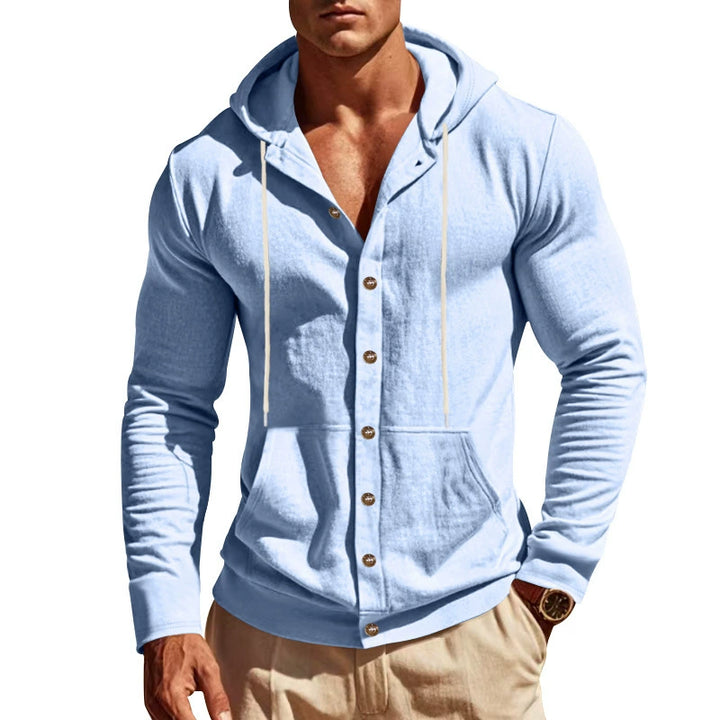 Heren Hoodie | Slimfit | Met Knoopjes | Capuchon