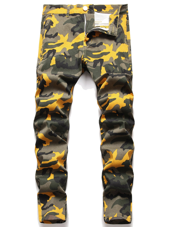 Heren Camouflage Broek | Strakke pasvorm | Gewassen Look | Alle Seizoenen