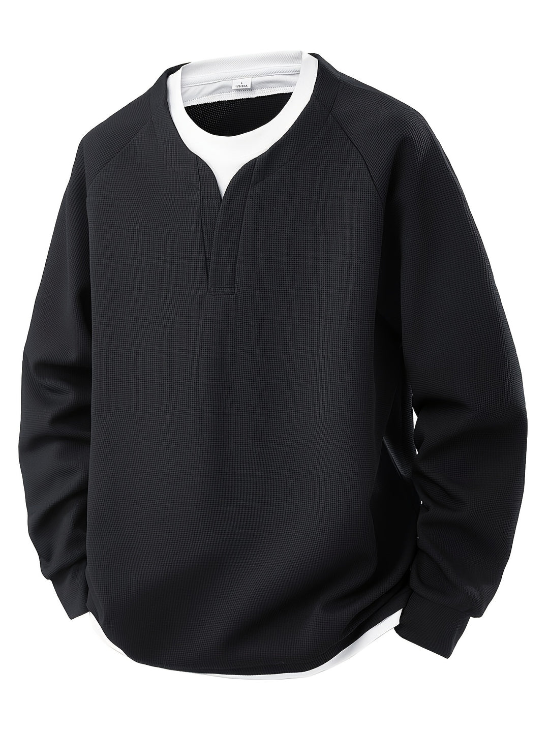 Waffle Trui Voor Heren | Casual Lange Mouw | Gevormde V-hals & Stretchy Stof