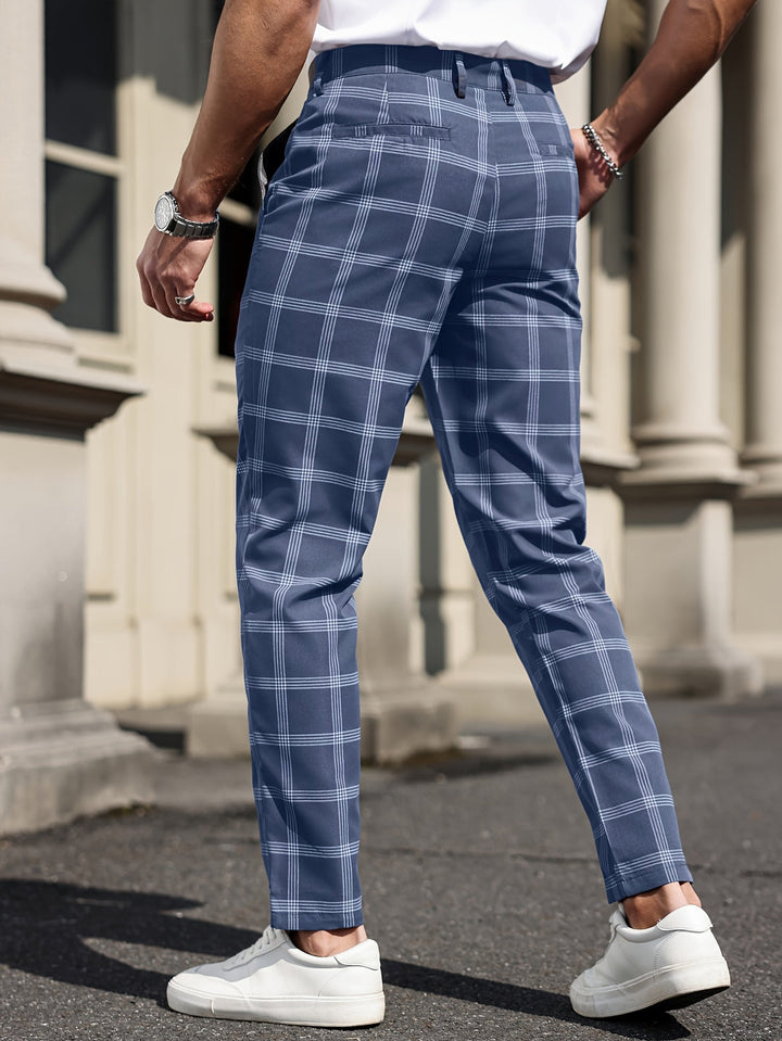 Heren Broek | Geruit Ontwerp | Rechte Pijp | Comfort & Zakken | Lente en Herfst