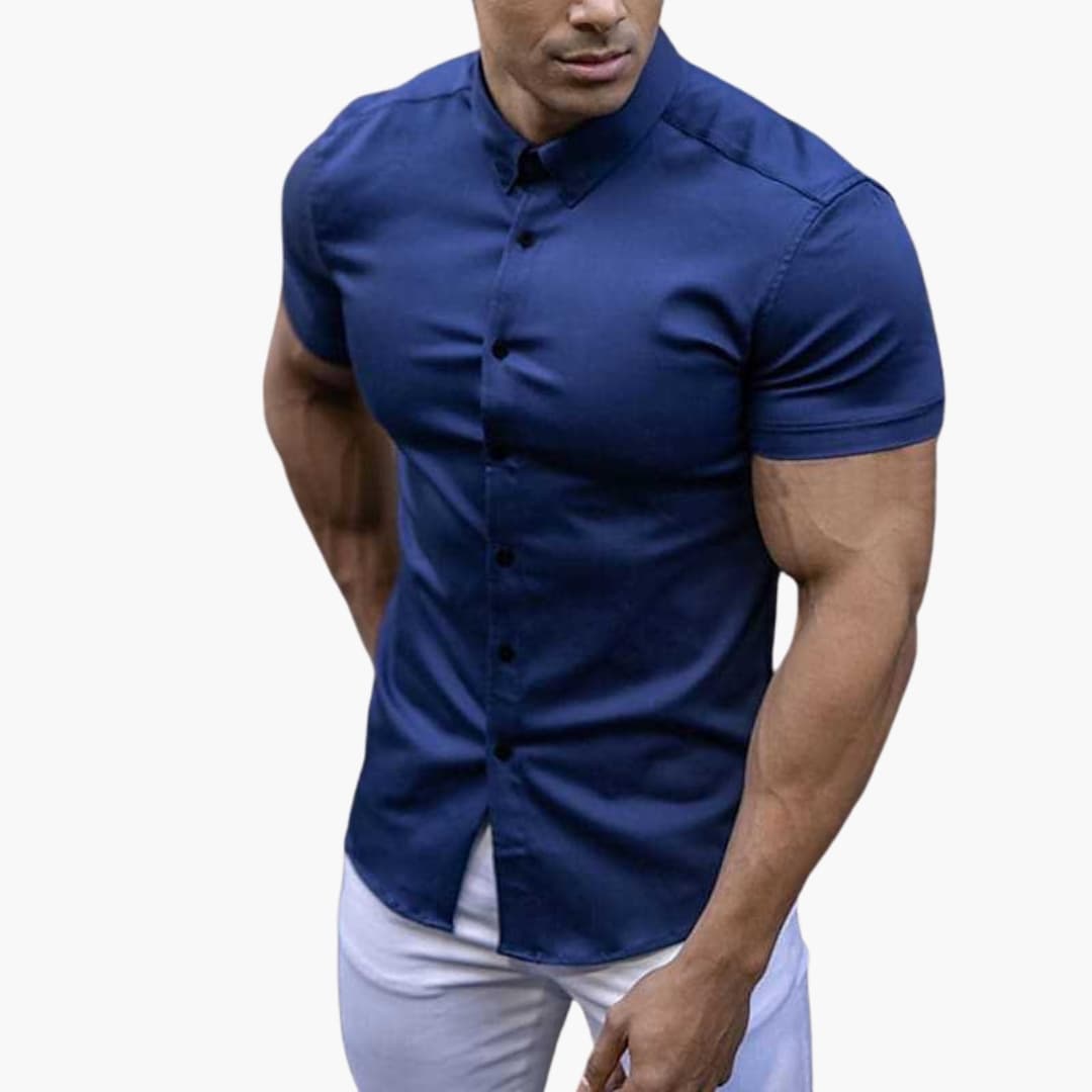 Heren Overhemd | Slim Fit | Korte Mouwen | Knoopsluiting