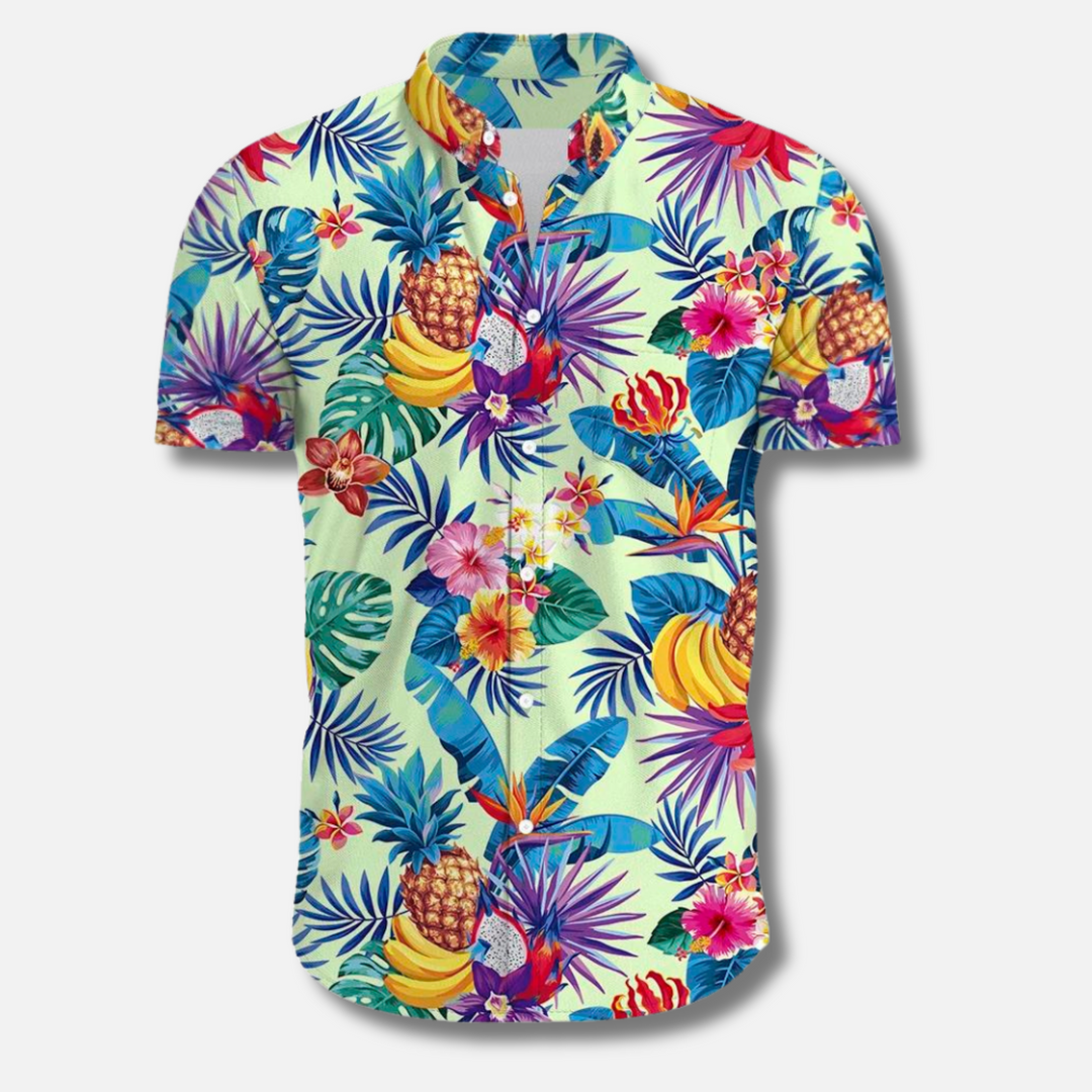 Heren Overhemd | Tropische Print | Relaxed Fit & Korte Mouwen | Zomerse Vibes