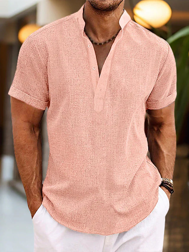 Heren Shirt | Straight | Opstaande Kraag | Zomer