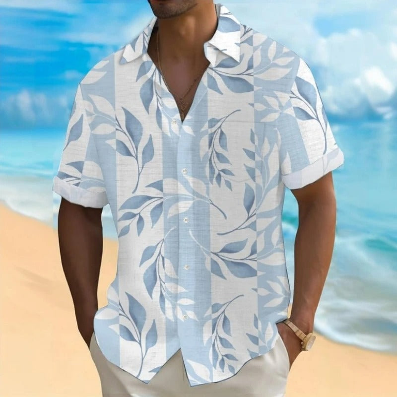 Heren Shirt | Korte Mouw | Tropical Palm Print | Zomer