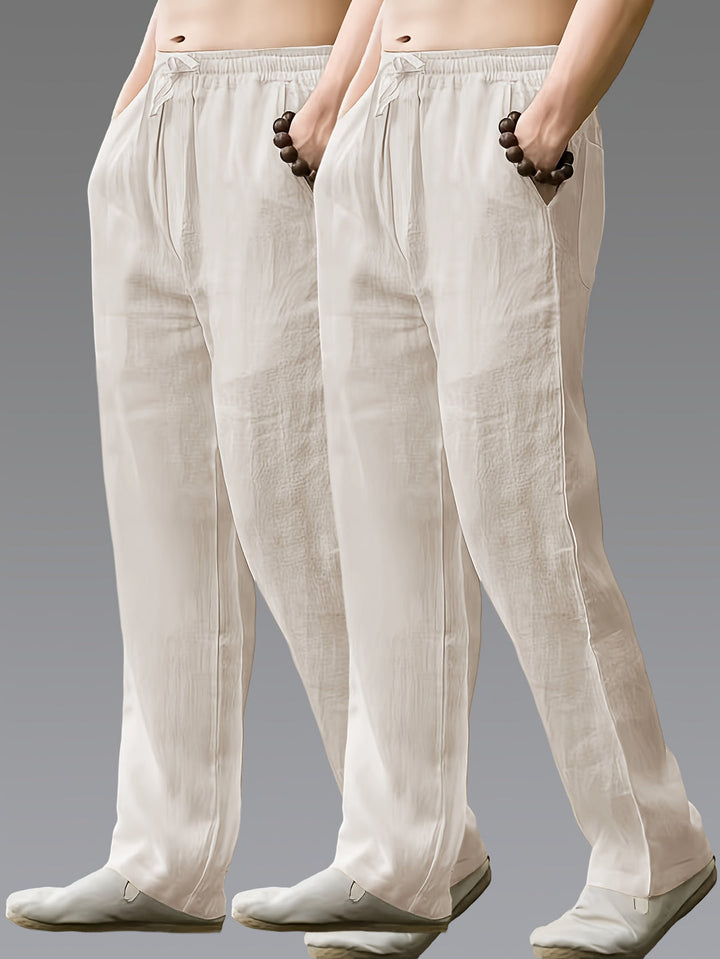 Heren Broek | Straight | Met Trekkoord | Zomer | 2-Pack