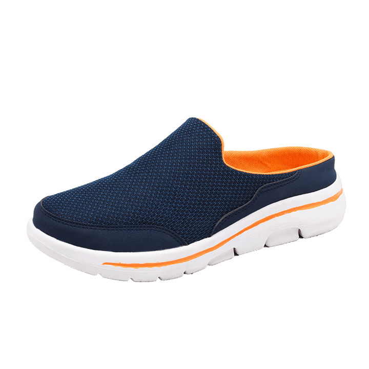 Heren Instap-Sneakers | Lichtgewicht & Ademend Mesh | MD Zool | Marineblauw met Oranje Accenten