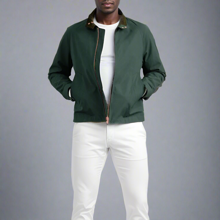 Heren Tussenjas | Vintage Look met Opstaande Kraag | Rits & Lange Mouwen | Casual