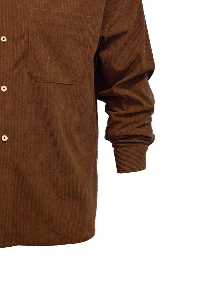 Klassiek en Relaxed Corduroy Overhemd voor Heren met Knoopsluiting en Borstzak | Kees