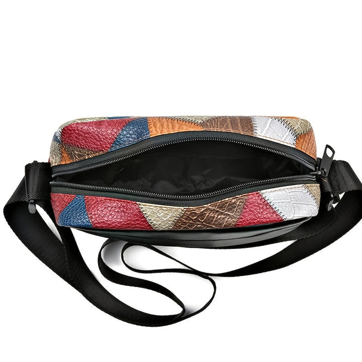 Heren Schoudertas | Luxe Crossbody | Patchwork Ruitdesign | Zacht PU-leer