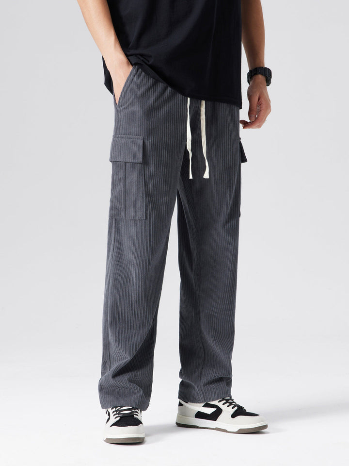 Heren Cargo Broek | Trekkoord Taille | Meerdere Zakken | Effen Outdoor Stijl