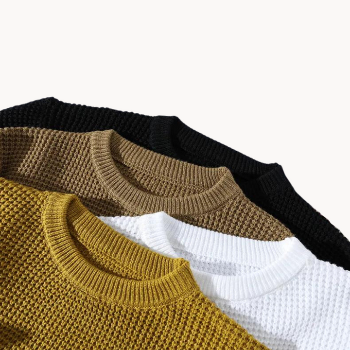 Luxe kasjmier trui voor heren met ronde hals en gestructureerd wafel patroon | Dani