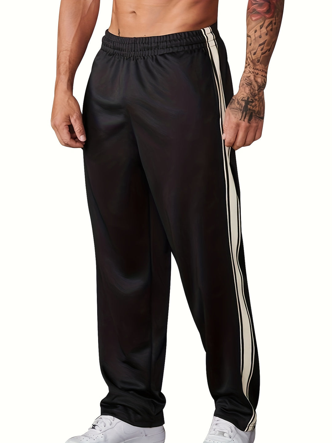 Heren Sportbroek | Gebreid & Lichtgewicht | Losse Fit met Zijstreep | Casual & Training