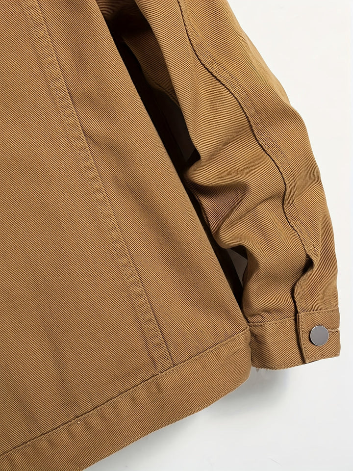 Heren Denim Jas | Klassiek & Duurzaam | Knoopsluiting & Borstzakken | Bruin
