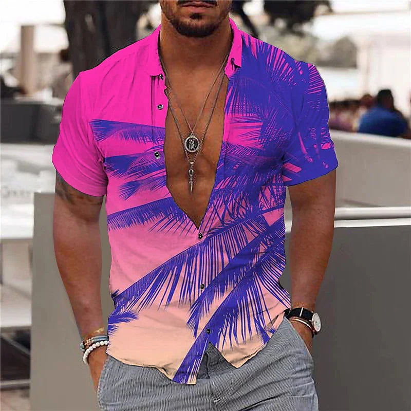 Heren Shirt | Botanische Print | Strandstijl | Zomer