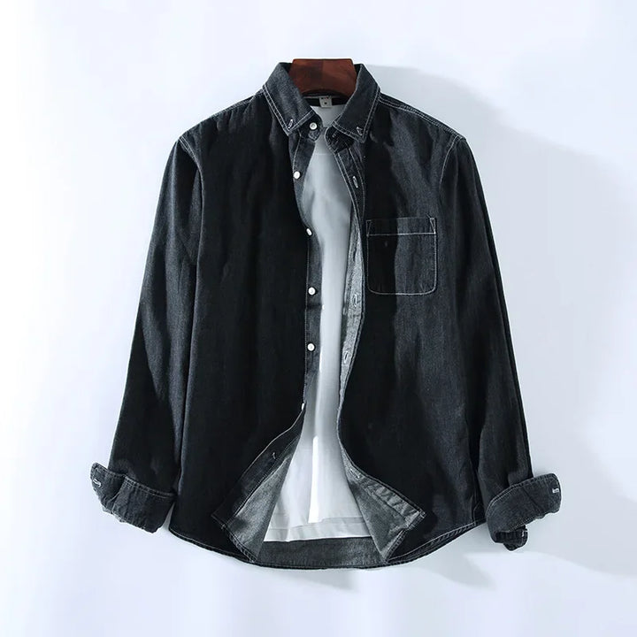 Heren Denim Overhemd | Button Overhemd | Borstzak | Klassiek