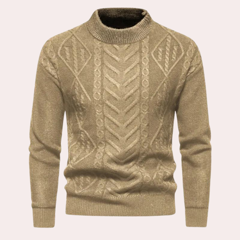 Luxe gebreide trui voor heren met lange mouwen en een klassieke ronde hals | Ruben