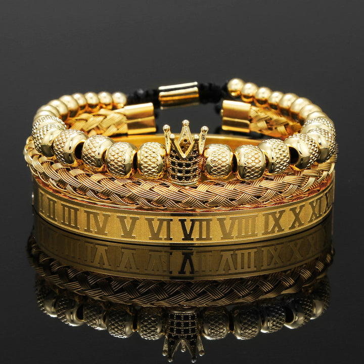 Heren Armbandenset | Kroon Design | RVS & Koper | Stijlvol Cadeau