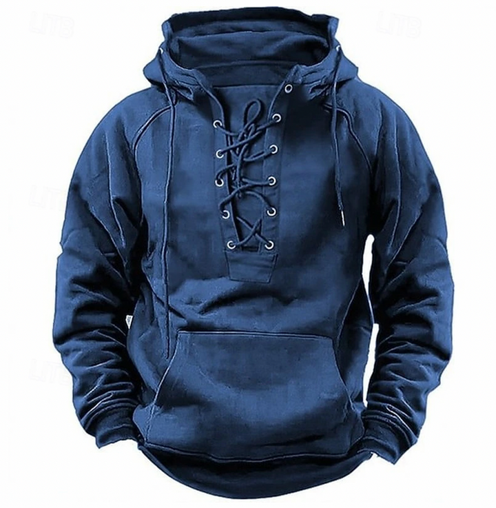 Hoodie Heren | Lace-Up Hals | Casual Tactical Style | Comfort