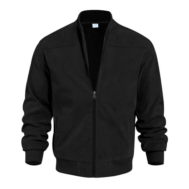 Winterjas Heren | Retro Zip-Up Jacket | Baseball Kraag & Effen Kleur Tussenjas