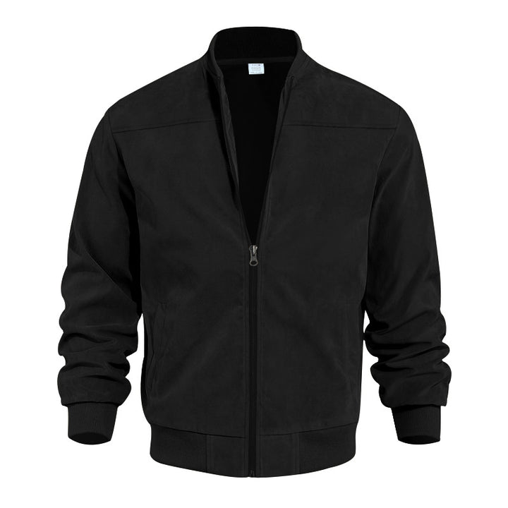 Winterjas Heren | Retro Zip-Up Jacket | Baseball Kraag & Effen Kleur Tussenjas
