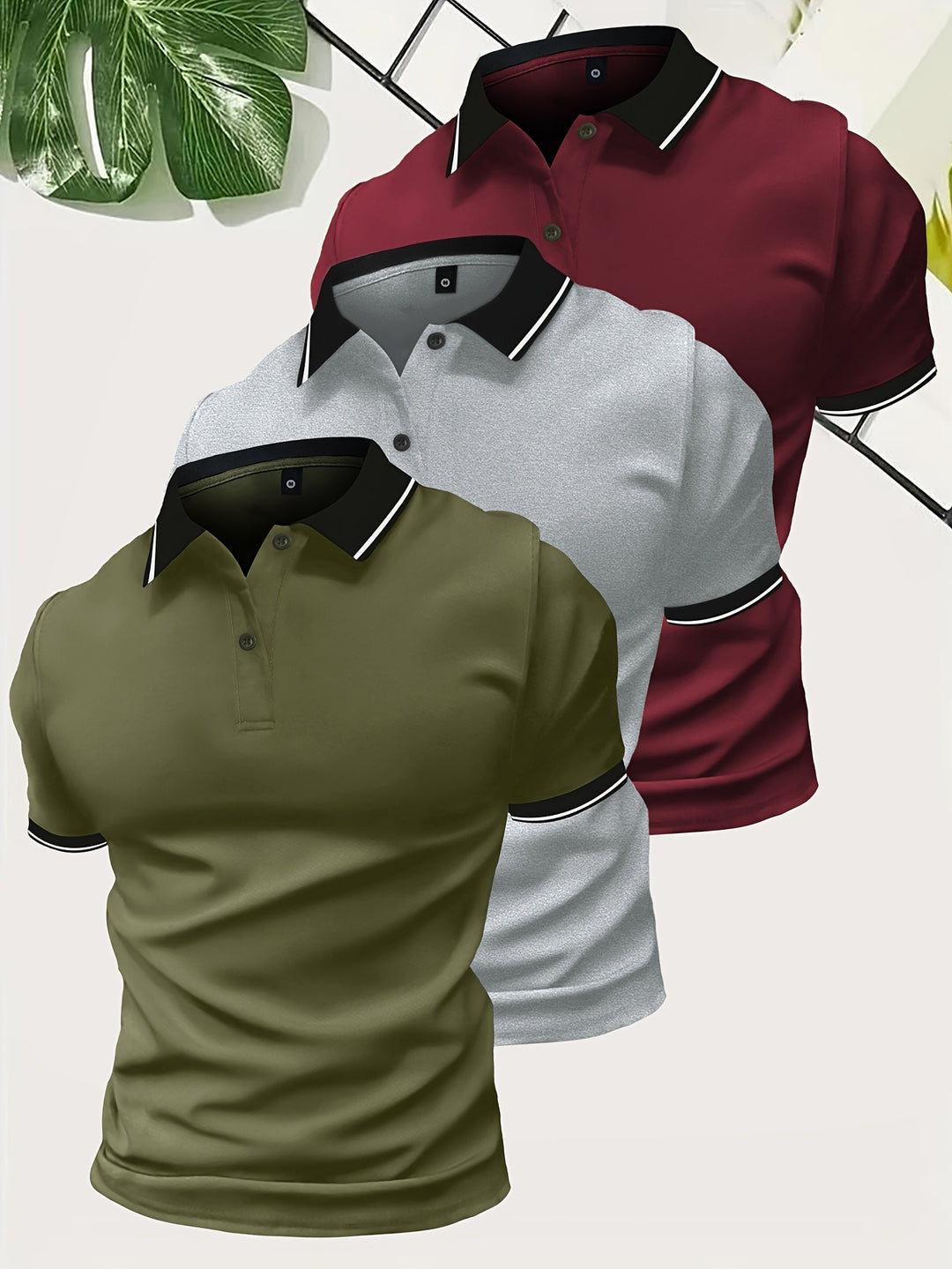 Heren 3 stuks Polo Shirt  | Casual & Effen Kleur | Lichtgewicht Polyester | Korte Mouw