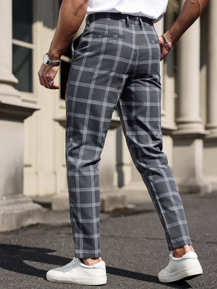 Heren Broek | Geruit Ontwerp | Rechte Pijp | Comfort & Zakken | Lente en Herfst