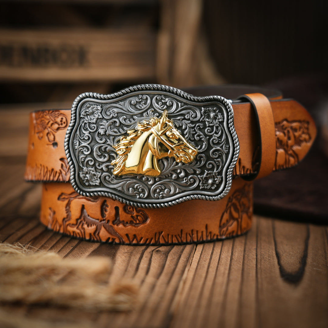 Heren Riem | Western Stijl | Vegan Leder & Duurzame Gesp | Veelzijdig Design
