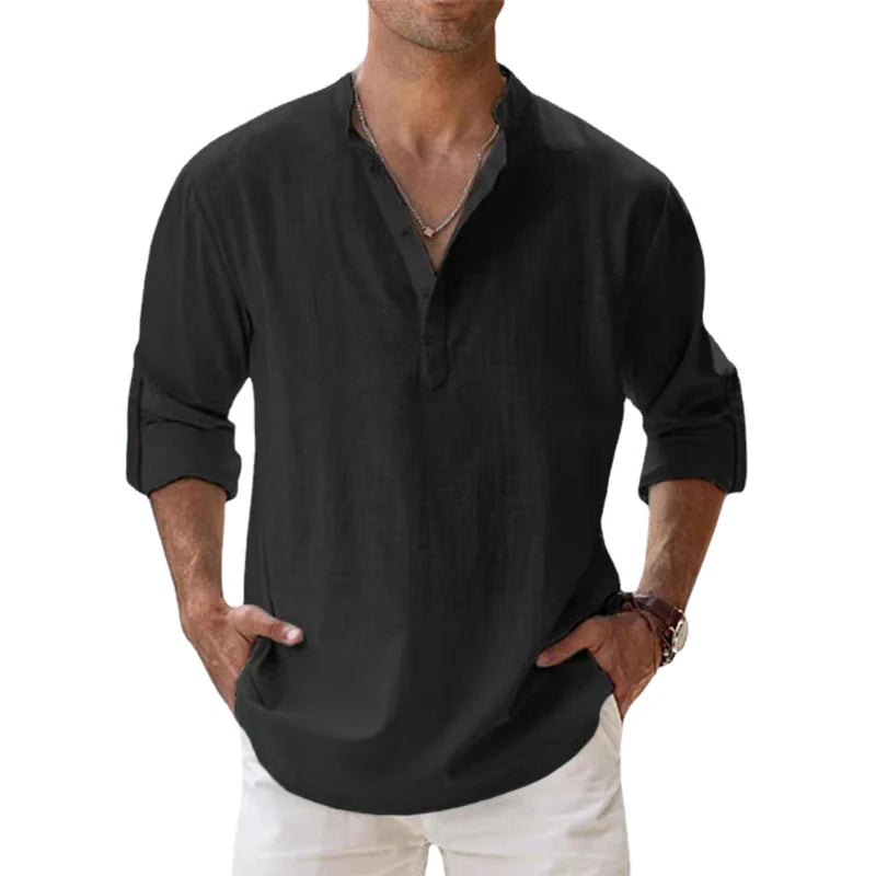 Heren Shirt | Straight | Opstaande Kraag | Zomer